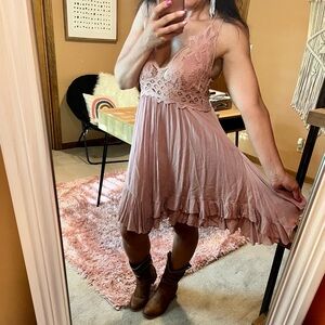 Free People Blush Pink Adella Costal cowgirl, festival, beach concert dress Sz L